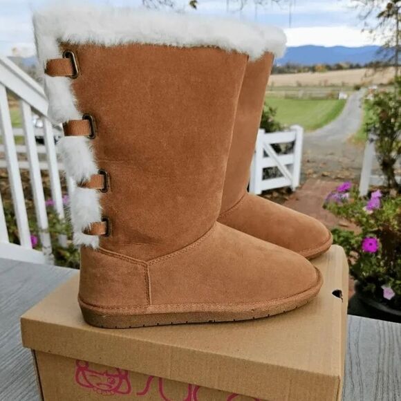 SUGAR Panthea winter women's CHESTNUT micro furry boots 2021 New in box sz 8 USA - Picture 3 of 16